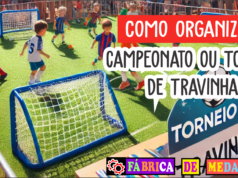 Como Organizar um Torneio de Travinha: Guia Prático e Completo "Crianças jogando futebol em um torneio de travinha ao ar livre, com mini traves, medalhas e troféu em destaque, durante um dia ensolarado em um parque."