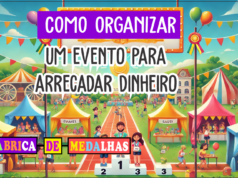 Como Organizar um Evento para Arrecadar Dinheiro: Guia Completo e Estratégico Imagem promocional de evento beneficente ao ar livre com pessoas participando de atividades, barracas coloridas, palco ao fundo e participantes felizes com medalhas personalizadas.