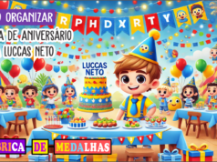 Como Organizar uma Festa de Aniversário Tema Luccas Neto: Guia Completo Festa de aniversário infantil com tema Luccas Neto, com balões coloridos, bolo decorado, crianças brincando e decoração alegre em azul, vermelho e amarelo.