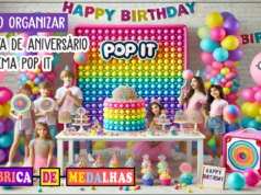 Como Organizar uma Festa de Aniversário Tema Pop It: Guia Completo e Criativo "Decoração de festa de aniversário tema Pop It com mesa colorida, bolo decorado, balões em tons pastel e crianças brincando com brinquedos sensoriais."